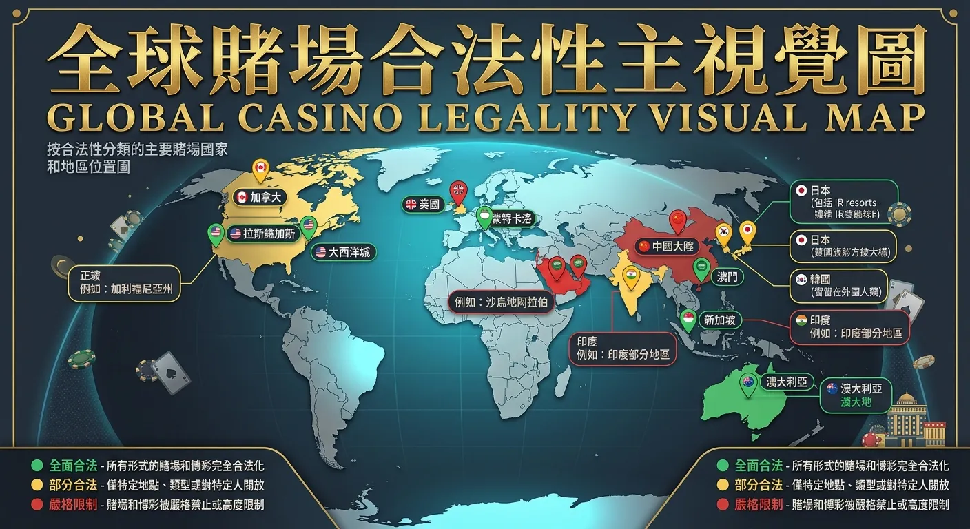 各國賭場合法性比較｜2026 韓國、新加坡、菲律賓、澳門博弈法規全整理