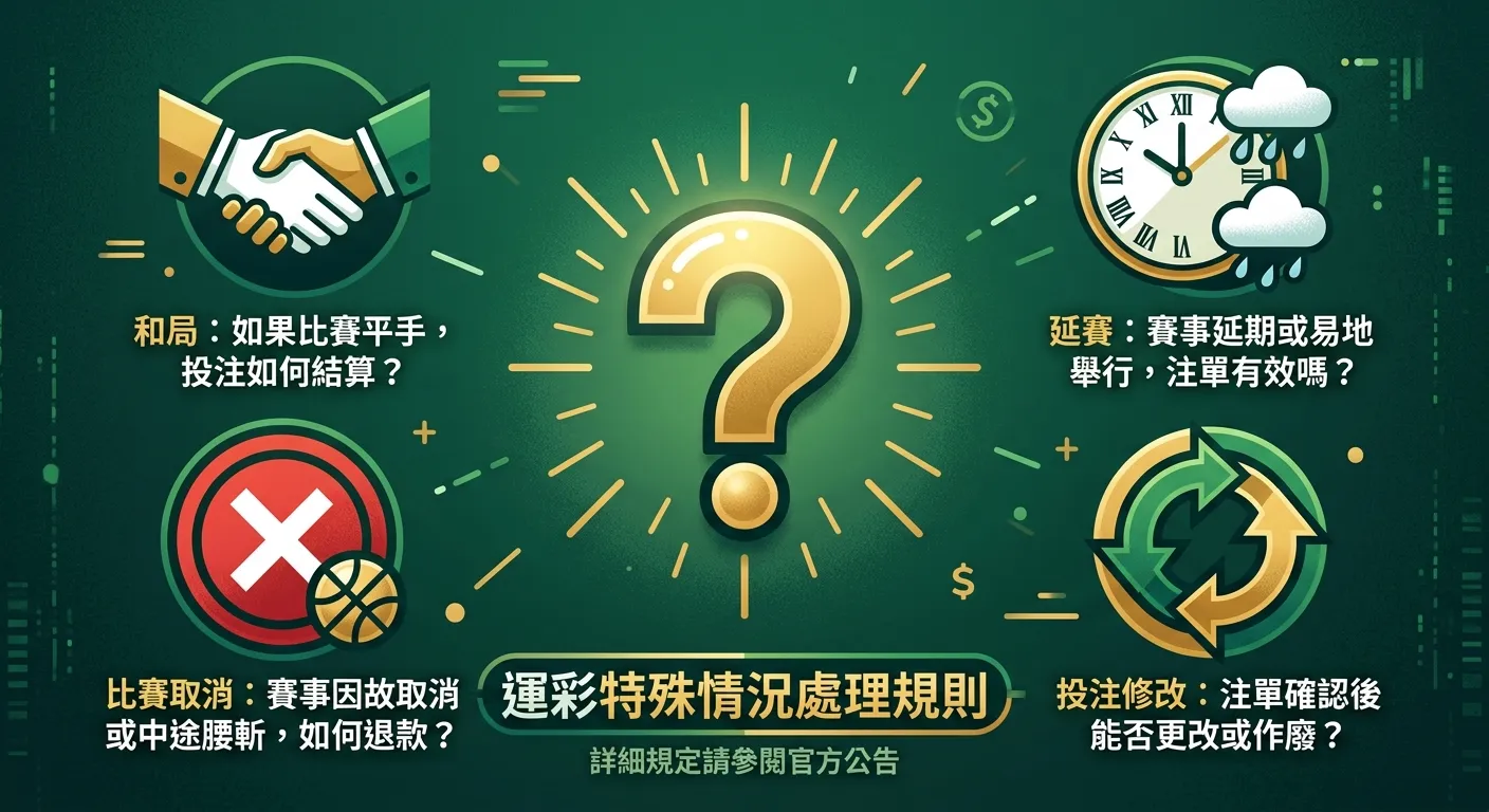 運彩和局怎麼算？2026 延賽、取消與特殊情況處理規則全解析