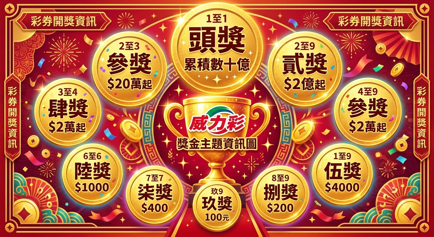 威力彩獎金一覽：2026 九大獎項中獎條件、金額計算與稅務規定