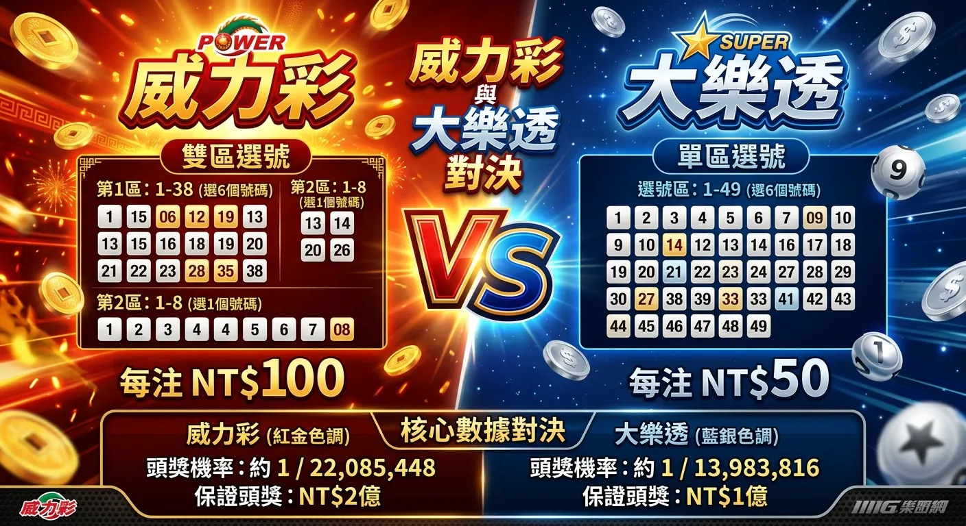 威力彩 vs 大樂透：2026 五大差異比較、投注金額與選擇建議