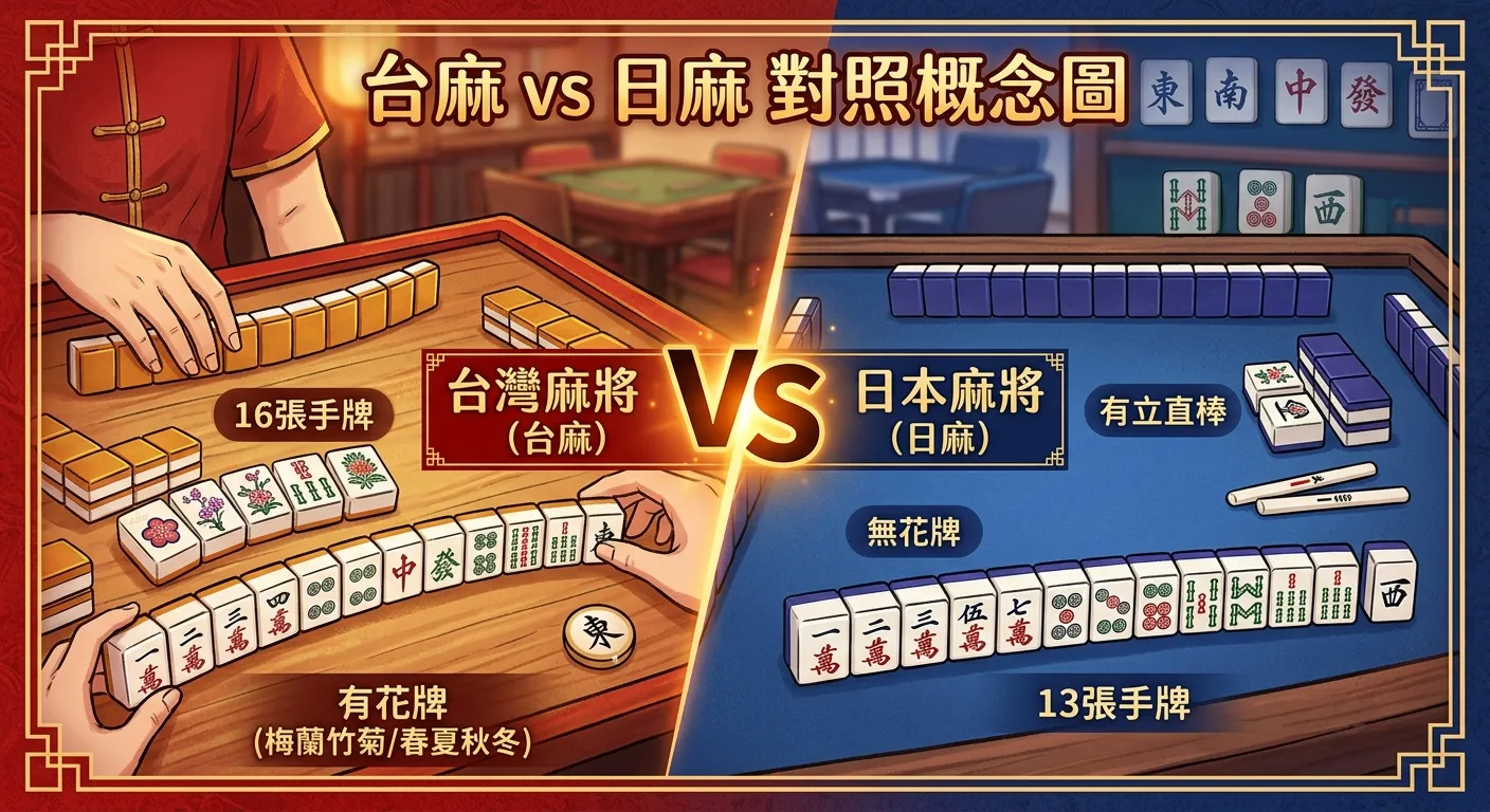 2026 台灣麻將 vs 日本麻將（日麻）：規則差異、計分系統與入門比較